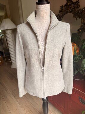 Tahari Womens Wool Blend Tailored Jacket Structured Blazer Coat Office